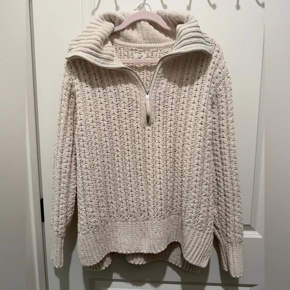 Aerie quarter zip cable knit sweater - Picture 2 of 6